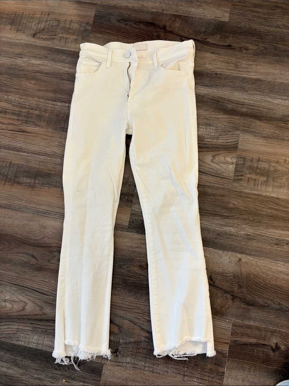 MOTHER Cream Straight-Leg Jeans